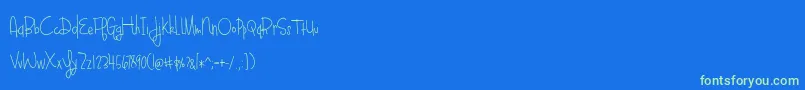 BmdBlueberryOatmealLight-Schriftart – Grüne Schriften auf blauem Hintergrund