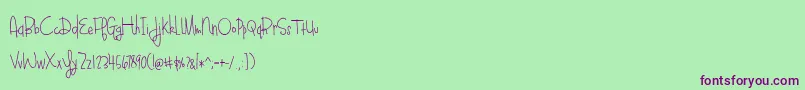 BmdBlueberryOatmealLight Font – Purple Fonts on Green Background