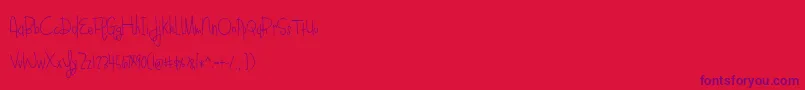 Fonte BmdBlueberryOatmealLight – fontes roxas em um fundo vermelho