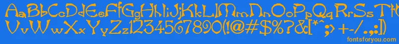 フォントBartBold – オレンジ色の文字が青い背景にあります。