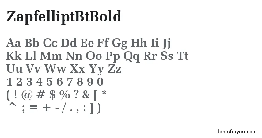 Шрифт ZapfelliptBtBold – алфавит, цифры, специальные символы