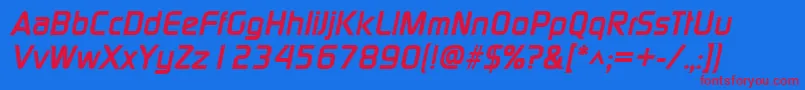 ModaerneBoldItalic Font – Red Fonts on Blue Background