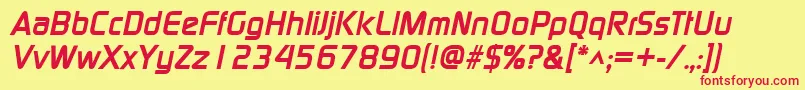 ModaerneBoldItalic Font – Red Fonts on Yellow Background