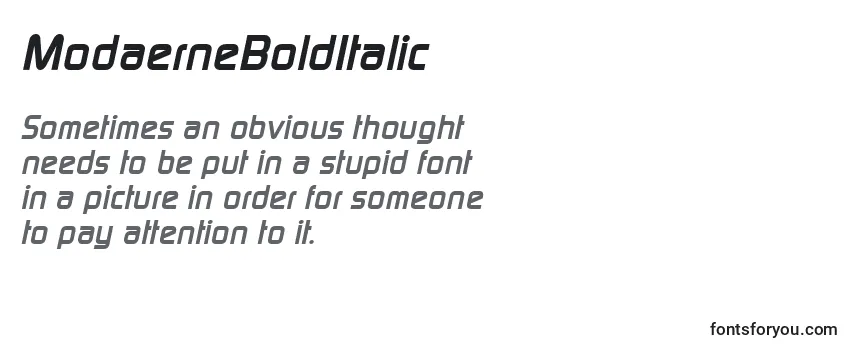 Review of the ModaerneBoldItalic Font