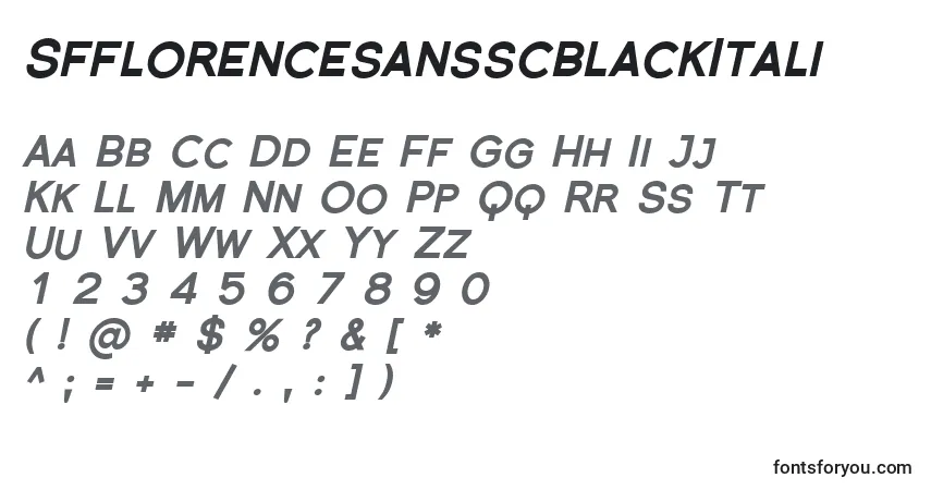 Schriftart SfflorencesansscblackItali – Alphabet, Zahlen, spezielle Symbole