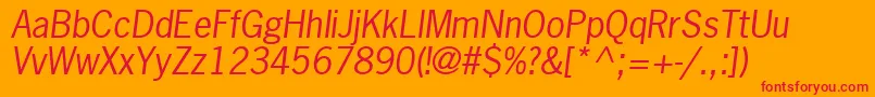 MacroSsiItalic-Schriftart – Rote Schriften auf orangefarbenem Hintergrund