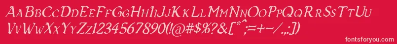VecnaItalic-Schriftart – Rosa Schriften auf rotem Hintergrund