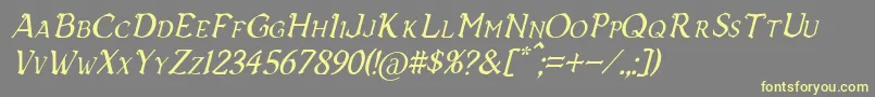 VecnaItalic Font – Yellow Fonts on Gray Background