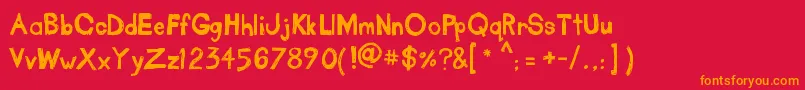 Fonte TakeOutTheGarbage – fontes laranjas em um fundo vermelho