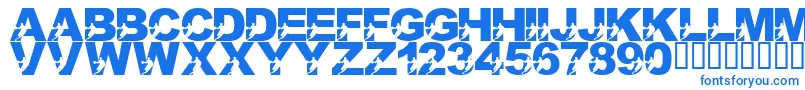 Fonte LmsILoveThisGame – fontes azuis em um fundo branco