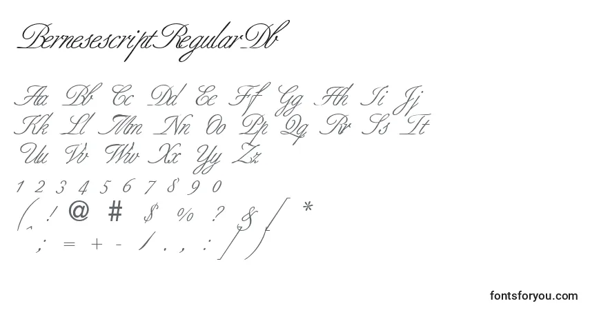 A fonte BernesescriptRegularDb – alfabeto, números, caracteres especiais