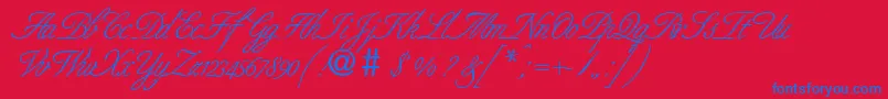 フォントBernesescriptRegularDb – 赤い背景に青い文字
