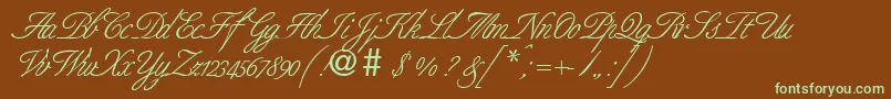 BernesescriptRegularDb Font – Green Fonts on Brown Background
