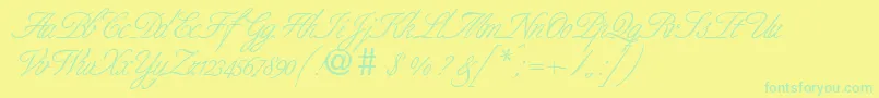 BernesescriptRegularDb Font – Green Fonts on Yellow Background