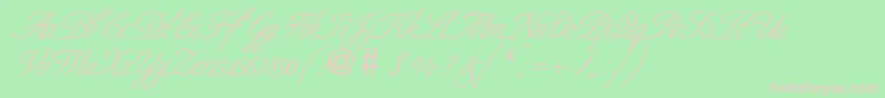 フォントBernesescriptRegularDb – 緑の背景にピンクのフォント