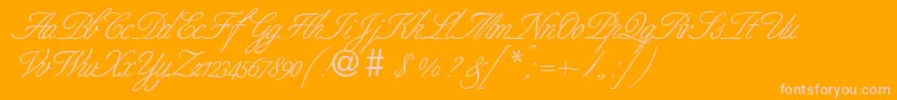 BernesescriptRegularDb-fontti – vaaleanpunaiset fontit oranssilla taustalla