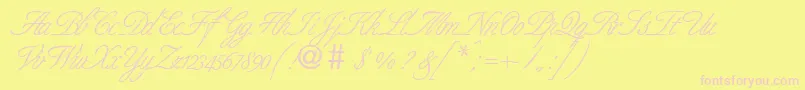 BernesescriptRegularDb-Schriftart – Rosa Schriften auf gelbem Hintergrund