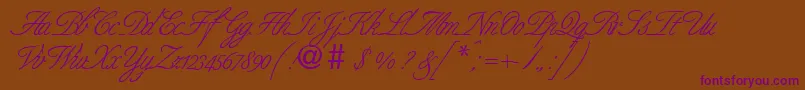 BernesescriptRegularDb-Schriftart – Violette Schriften auf braunem Hintergrund