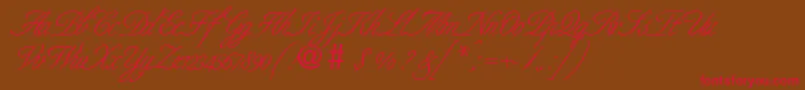 BernesescriptRegularDb Font – Red Fonts on Brown Background