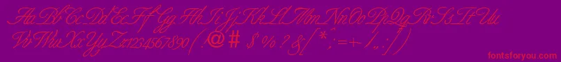 BernesescriptRegularDb-Schriftart – Rote Schriften auf violettem Hintergrund