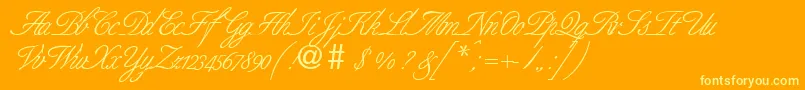 BernesescriptRegularDb-Schriftart – Gelbe Schriften auf orangefarbenem Hintergrund