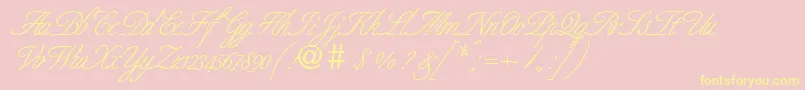 BernesescriptRegularDb-Schriftart – Gelbe Schriften auf rosa Hintergrund