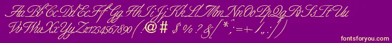 BernesescriptRegularDb Font – Yellow Fonts on Purple Background