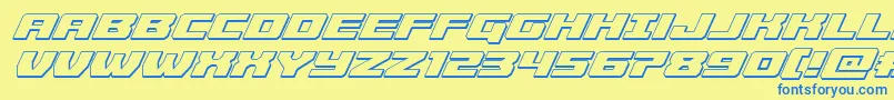 Cruiserfortress3Dital-Schriftart – Blaue Schriften auf gelbem Hintergrund