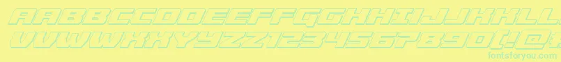 Cruiserfortress3Dital-Schriftart – Grüne Schriften auf gelbem Hintergrund