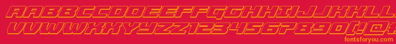 Cruiserfortress3Dital-Schriftart – Orangefarbene Schriften auf rotem Hintergrund