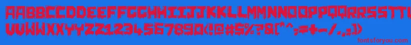 Czcionka ChunqDipped – czerwone czcionki na niebieskim tle