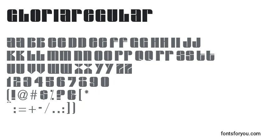 Шрифт GloriaRegular – алфавит, цифры, специальные символы
