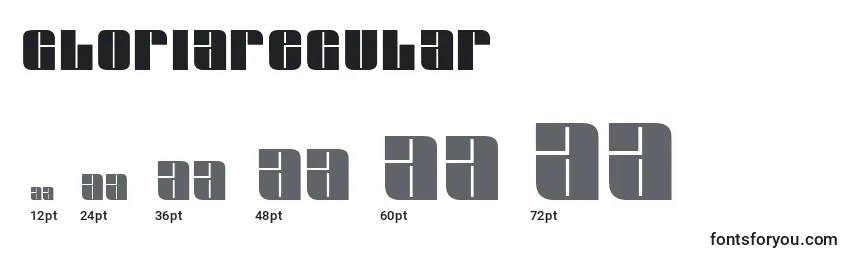 GloriaRegular Font Sizes