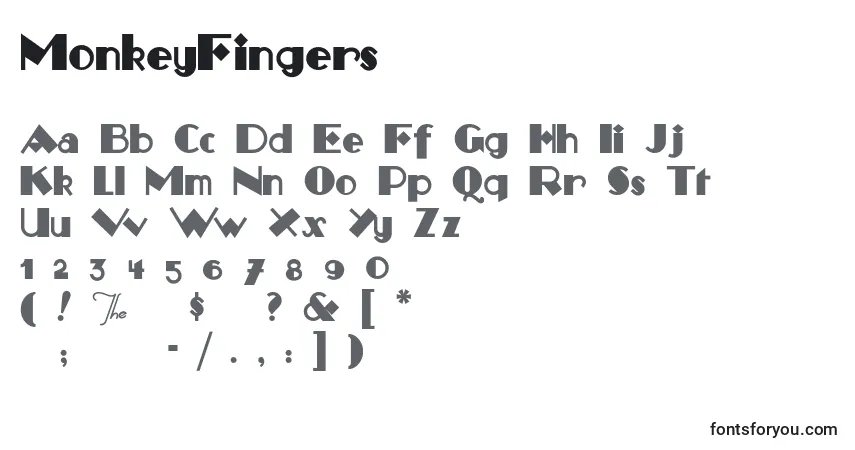 Czcionka MonkeyFingers – alfabet, cyfry, specjalne znaki