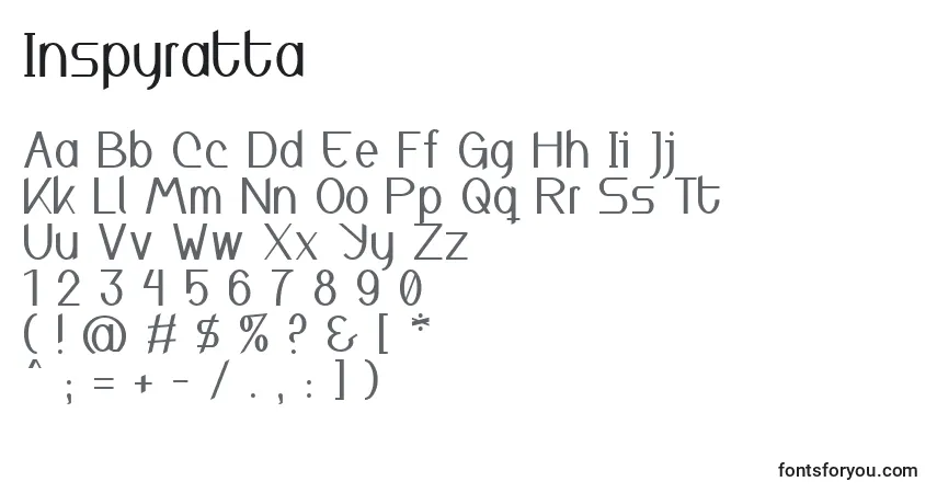 A fonte Inspyratta – alfabeto, números, caracteres especiais