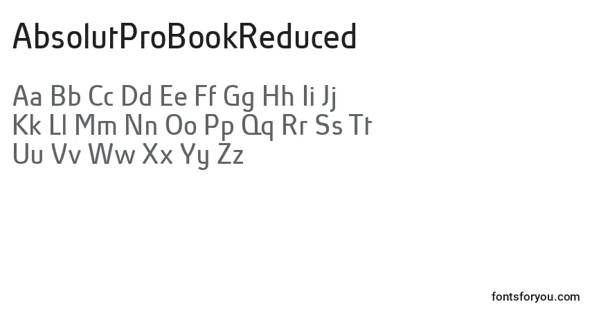 A fonte AbsolutProBookReduced (48528) – alfabeto, números, caracteres especiais