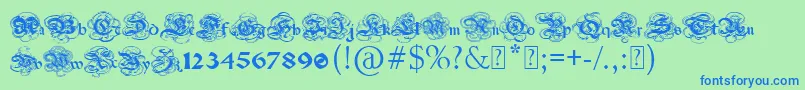 PaulsGothicCurls Font – Blue Fonts on Green Background