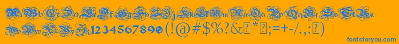 PaulsGothicCurls Font – Blue Fonts on Orange Background
