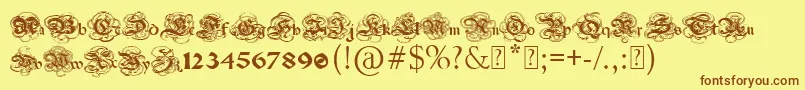 PaulsGothicCurls Font – Brown Fonts on Yellow Background