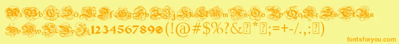 PaulsGothicCurls Font – Orange Fonts on Yellow Background