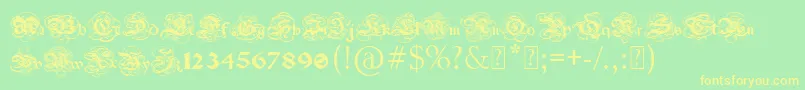 フォントPaulsGothicCurls – 黄色の文字が緑の背景にあります