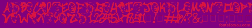 Killanea-Schriftart – Rote Schriften auf violettem Hintergrund