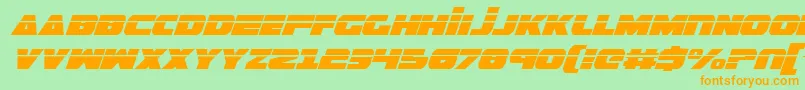 GuardianLaserItalic-Schriftart – Orangefarbene Schriften auf grünem Hintergrund