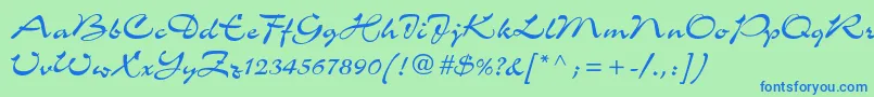 CharmantdbNormal Font – Blue Fonts on Green Background