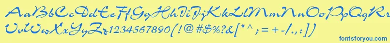 フォントCharmantdbNormal – 青い文字が黄色の背景にあります。