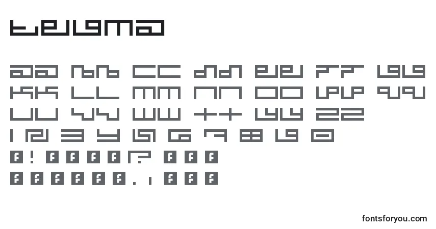 A fonte Tegma – alfabeto, números, caracteres especiais