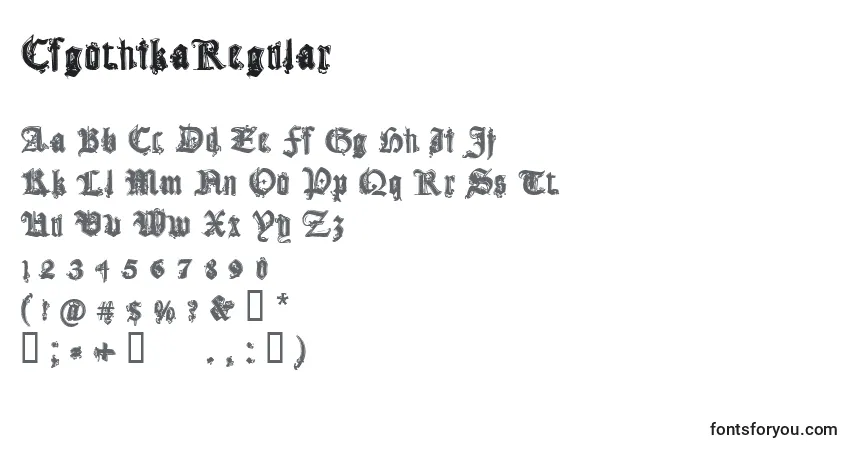 Schriftart CfgothikaRegular – Alphabet, Zahlen, spezielle Symbole