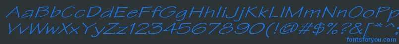 フォントTektonExItalic – 黒い背景に青い文字
