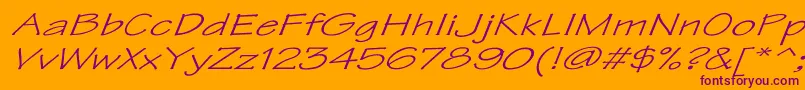 TektonExItalic-Schriftart – Violette Schriften auf orangefarbenem Hintergrund
