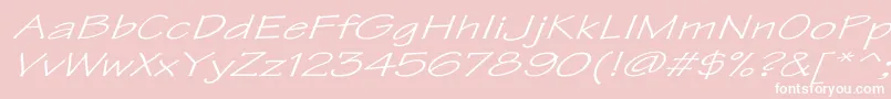 TektonExItalic-fontti – valkoiset fontit vaaleanpunaisella taustalla